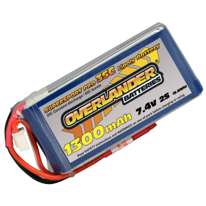 1300mAh 2S 7.4v 30C LiPo Battery - Overlander Supersport